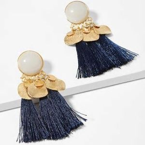 ARRIVED! NAVY BLUE TASSLE GOLD-TONE DROP EARRINGS